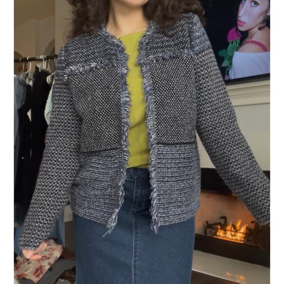 2000s Boho Chic Blue Distressed Patchwork Jacket - Picture 2 of 7